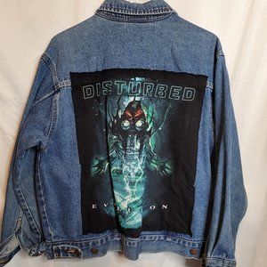 Vintage Bill Blass Denim Jacket Disturbed Upcycle Patch Band Womens Petite Large